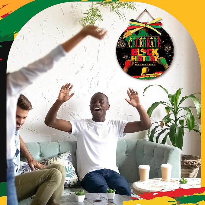 Boao Welcome Black History Month Door Decorations Black History Month Sign Hanging Decoration wall Hanger African American Wreath for Outdoor Farmhouse Porch Front Door Decor