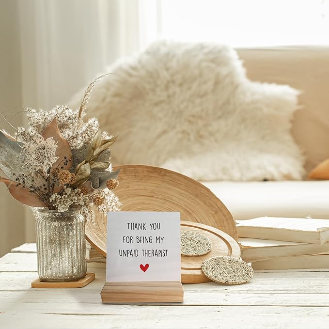 Sentimental Friendship Gift - 'Thank You for Being My Unpaid Therapist' Wooden Plaque Sign