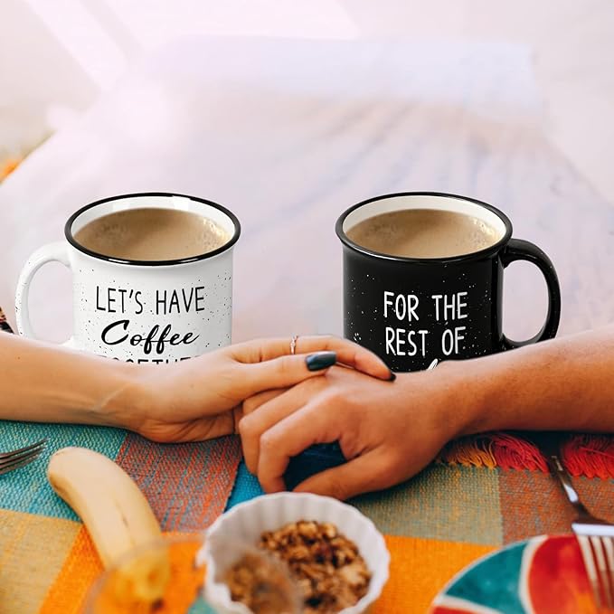 YHRJWN Couples Gifts, Let's Have Coffee Together For The Rest Of Our Lives Mug, Engagement Gifts for Couples, Anniversary Wedding Presents for Him Her, 15Oz