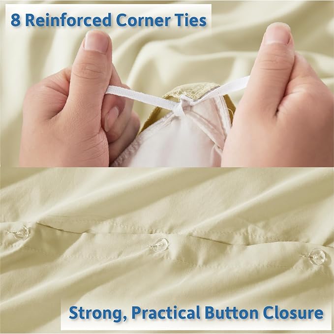 Nestl Twin Duvet Cover Set with Comforter Insert - Vanilla Yellow 3 Piece 68x90 Duvet Cover & 1 Pillow Sham with White Quilted Down Alternative Comforter, Ultra Soft, All Season