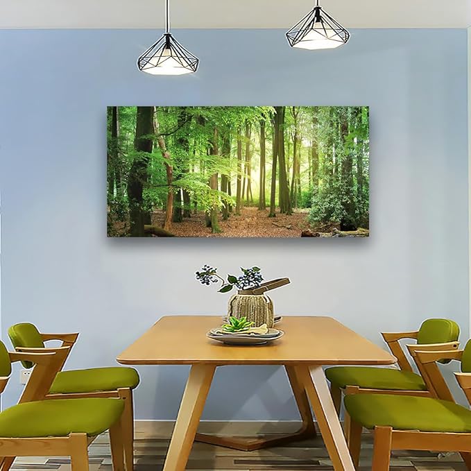 Green Forest Wall Art for Living Room Bedroom Office Large Nature Canvas Wall Art Kitchen Pictures Modern Landscape Wall Decor Paintings Tree of Life Artwork Waterproof Ready to Hang - 20in * 40inch