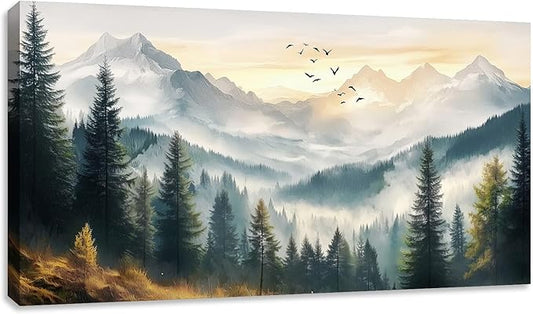 Large Abstract Landscape Wall Art Tree Mountain Art Prints Canvas Wall Decor Poster Pictures Framed Artwork Decor for Living Room for Bedroom Home Office Decorations 40L x 20W