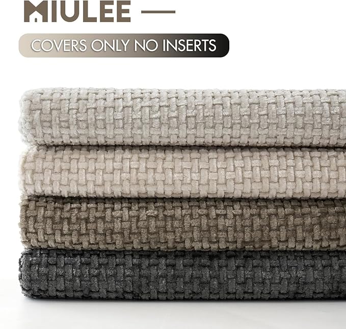 MIULEE Pack of 4 Couch Throw Pillow Covers 22x22 Inch Neutral Soft Decorative Chenille Pillow Covers Farmhouse Boho Accent Cushion Covers for Mid Century Modern Home Decor Sofa Bedroom Living Room