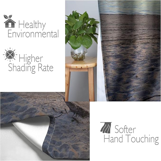 Jekeno Ocean Palm Trees Blackout Curtains Beach Sky Sunshine Seascape Decor for Bedroom Living Room Grommet Window Drapes 2 Panel Set, 42"x63"