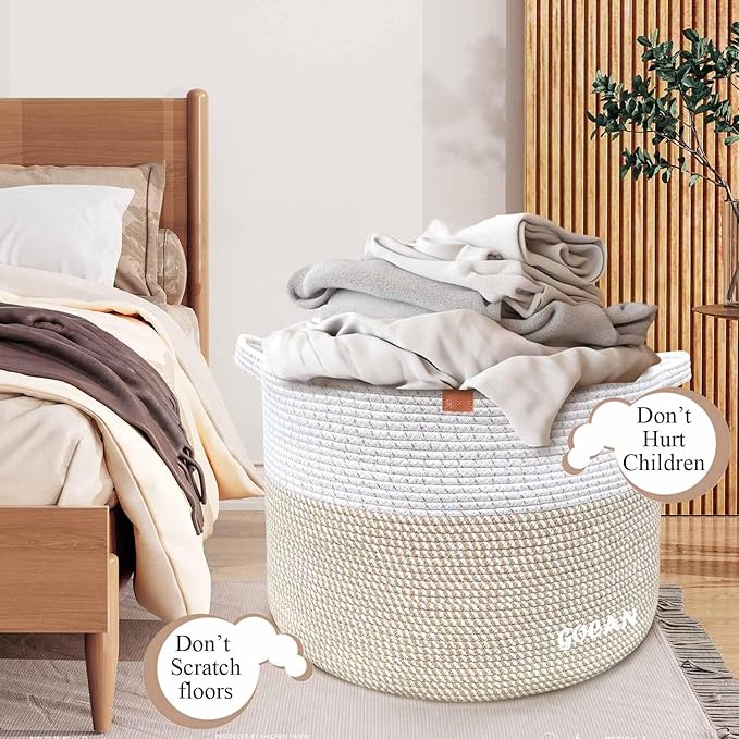 Storage Basket Large Laundry Basket D55XH35cm Collector Storage Basket for Blankets Pillows Clothes Baskets with Handles for Children's Room Brown XXXL