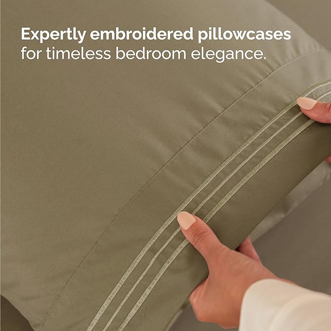 Twin Size 3 Piece Sheet Set - Comfy Breathable & Cooling Bed Sheets Set - Hotel Luxury Bedding for Women, Men, Kids, Teens, Boys & Girls - Deep Pockets, Ultra-Soft and Wrinkle Free - Oeko-Tex - Khaki