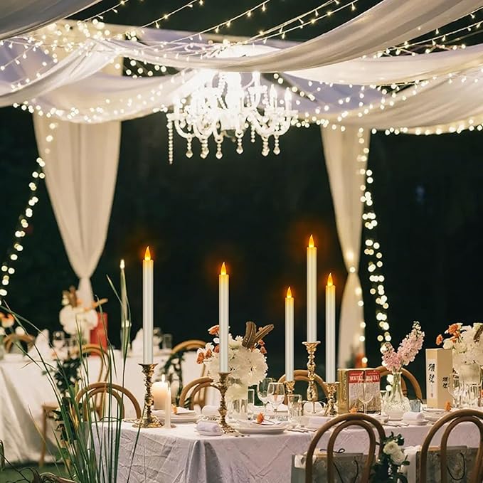 Flameless Taper Candles 10" Dripless Battery Operated with Remote Timer 6 Pack, 400+ Hours by 2 AA Batteries for Home Decor, Candlelight Dinner, Weddings