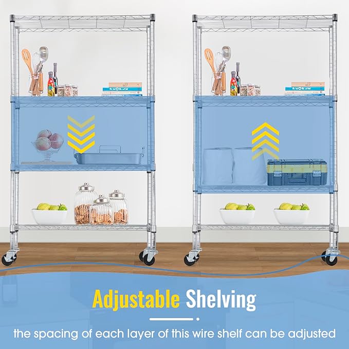 PayLessHere | 4-Tier Wire Shelf | 36"x14"x62" | Chrome | Adjustable Racks | Heavy-Duty Storage Shelves, Holds Upto 1400 lbs | Rust-Resistant, No-Tool Assembly | for Home, Garage Shelving