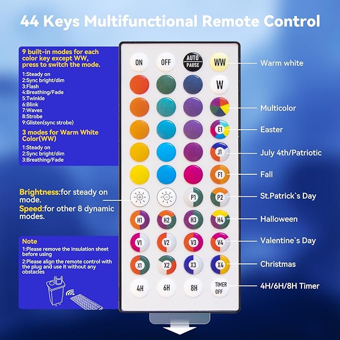 LitHome 164ft 500Led Color Changing String Lights with Remote,35 Colors RGB Christmas Lights with Timer,Dimmable Halloween String Light Outdoor Plug in,Xmas Tree Light Indoor for Fall Party Decor