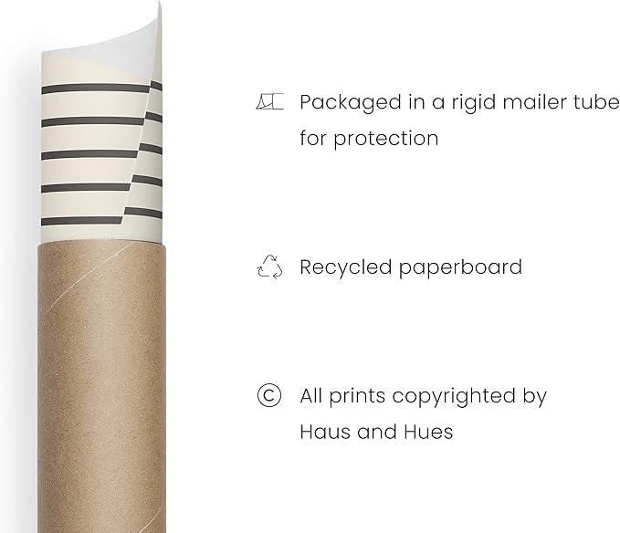 HAUS AND HUES Neutral Wall Art Prints - Boho Art, Mid Century Modern Decor Line Art, Geometric Black Semi Circles Reflected (16x20 Unframed)