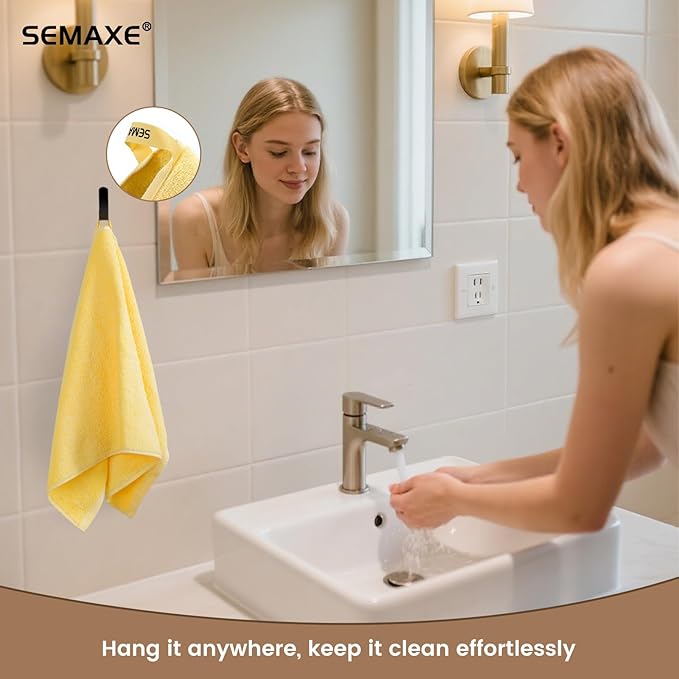 SEMAXE Yellow Hand Towels for Bathroom, 100% Cotton Towels with Hanging Loops, Hotel Spa Quality Absorbent Towels, 27" L x 16" W, 4 Piece Hand Towels, Gift Box Packaging