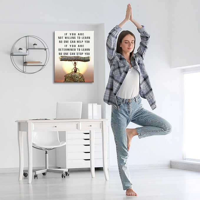 Ploceiny Ant Motivational Wall Art - Inspiring Canvas Decor for Living Room, Kitchen,Laundry room,,bathroom, Bedroom,Office Wall Art & Decor Motivational poster - Positive Quotes Wall Decor