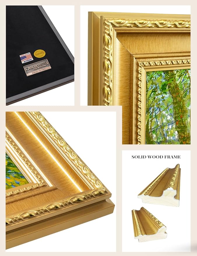 DECORARTS - Fishermen and Boats from the Pont de Clichy by Vincent Van Gogh. Giclee Print on Acid-Free Canvas in Gold Solid Wood Frame. Picture Size: 20x16, Total Size: 24.75x20.75, Made in USA