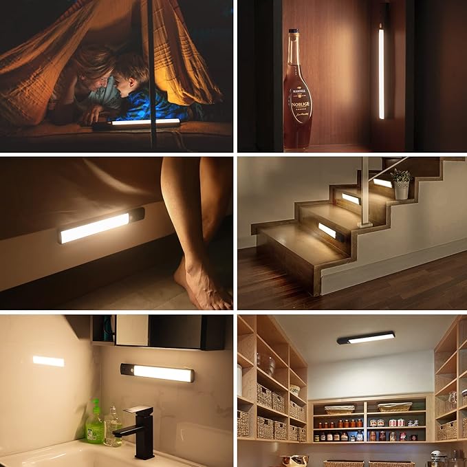 YELKO Motion Sen SOR Under Cabinet Light, 100LEDs 4200mAh Rechargeable Battery Closet Lights, Wireless Dimmable Motion Activated Night Lights for Kitchen Wardrobe Cupboard Stairs Hallway(1Pack)