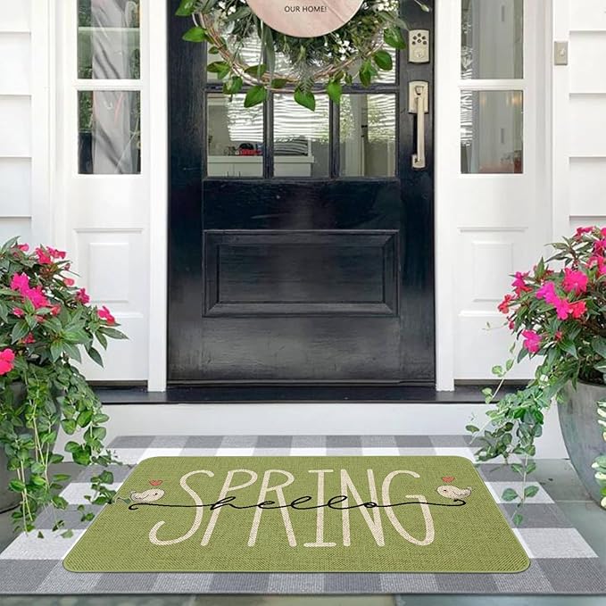 Spring Bird Welcome Doormat, 30x17 Inch, Non-Slip, Washable, Spring Home Decor