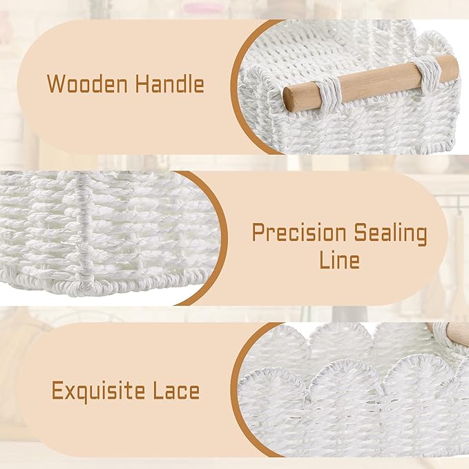 Storage Basket Wicker Baskets for Organizing Toilet Paper Storage Basket for Toilet Tank Top,White