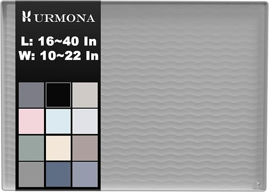 URMONA 28'' x 22'' Waterproof Silicone Under Sink Mat Cabinet and Counter Protector, Shelf Liner for Kitchen and Bathroom, Storage and Organizers, Litter Mat, Pet Cat Puppy Essentials（Light Grey）