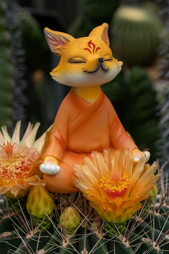 Zen Fox Figurine — Meditating Fox Buddha Statue for Home Decor, Living Room, Yoga & Meditation Accent, Shelf, Table, Desk Decor, Outdoor Garden Decor, Gifts for Women