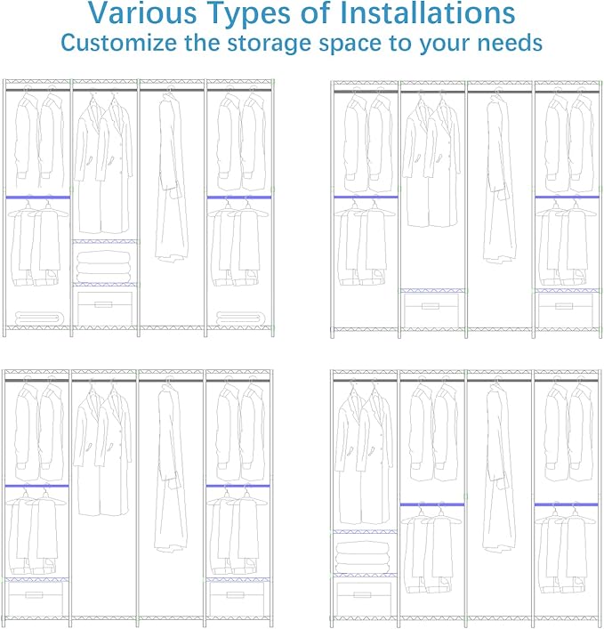 VIPEK V40 Wire Garment Rack Heavy Duty Clothes Racks for Hanging Clothes, Multi-Functional Metal Clothing Racks Bedroom Freestanding Wardrobe Closet Rack, 76" Lx15.7 Wx76.4 H, Max Load 1110lbs, Gold