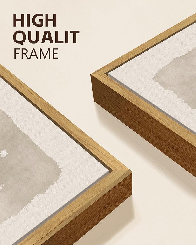 KUVIOKE Boho Botanical Flower Wall Art Framed Vintage Floral Wall Prints Wildflower Neutral Rustic Bohemain Artwork Kitchen Bedroom Decor 11x14in (Natural Framed)