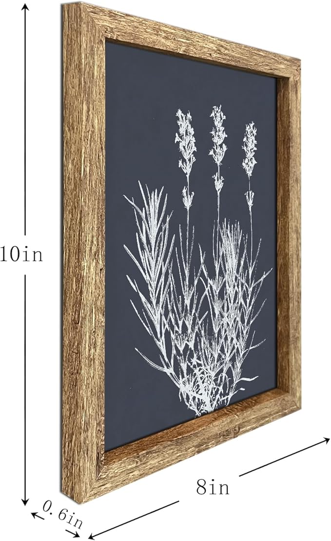 GUMEYJIA Boho Wall Art Set of 4 Framed Herb Prints Botanical White Floral Sketches with Gray and Sage Green Background Modern Farmhouse Decor Home Kitchen Wall Decor (8x10 in)