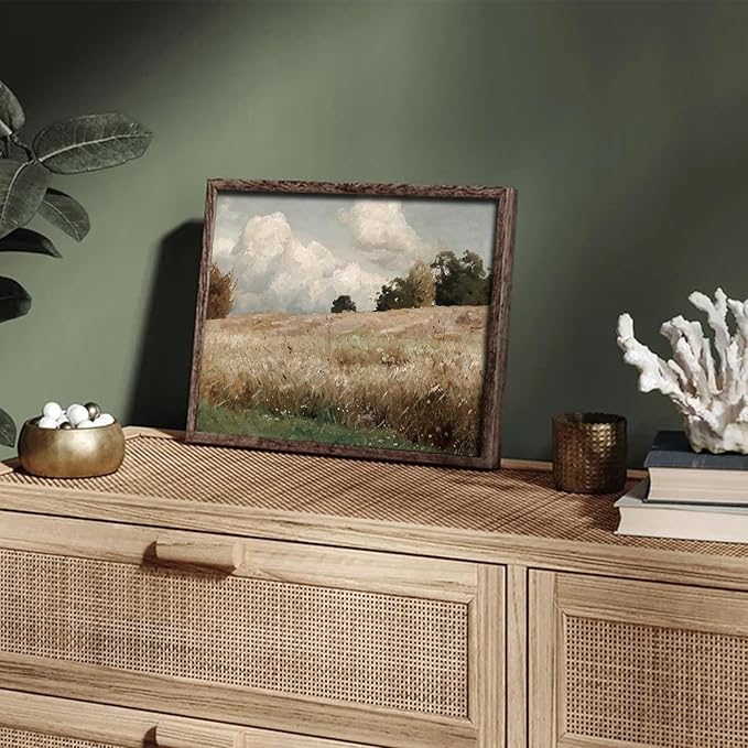 RETRART Vintage Wall Art, Wildflower Field Landscape Oil Painting - The Vast Grassland Wall Art Room Eclectic Decor - 8" x 10" Unframed Canvas Prints for Bedroom Living Room Bathroom Wall Decor