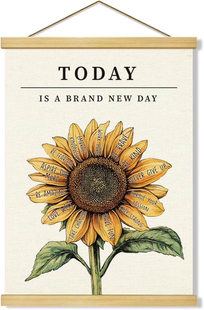 Inspirational Canvas Poster, Motivational Home Office Decorate, Classroom Decor, Flower Canvas Wall, Positive Mindset Canvass Banner, Farmhouse Hanging Decor