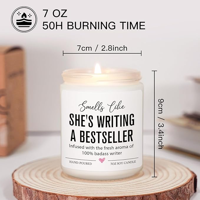 Writer Candle, Writing Writer Gifts for Women, Female, Creative Future Author Gifts for Writers, Cool Presents for Book Novelist Screenwriter, Aspiring Literature Presents for Author Poet