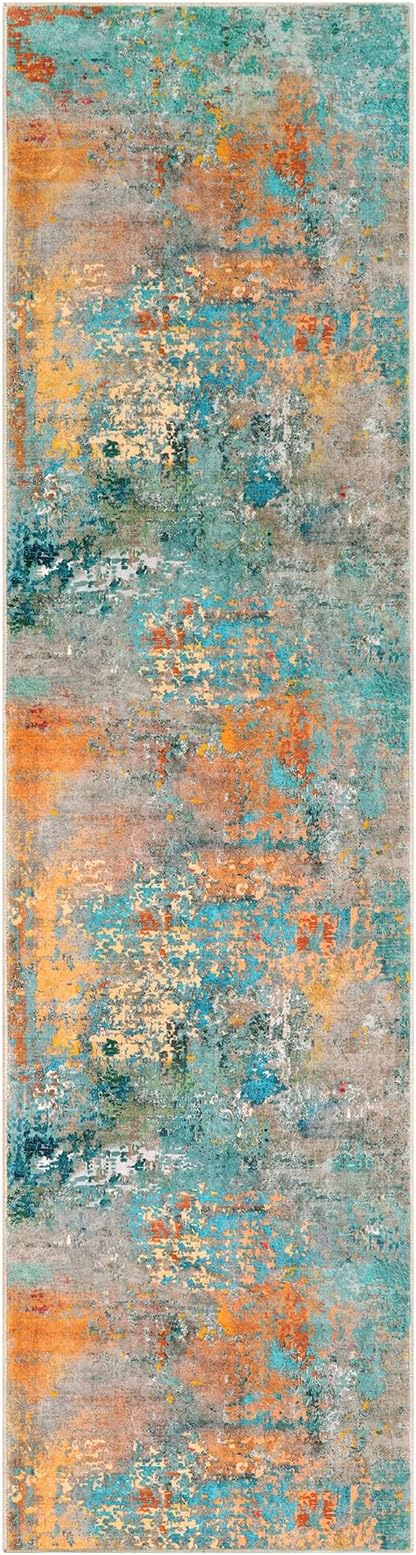 Lahome Modern Abstract Rug - 2x8 Colorful Hallway Runner Rug, Non Skid Washable, Bathroom Carpet, Indoor Floor Entryway Runner for Living Dining Bedroom Kitchen