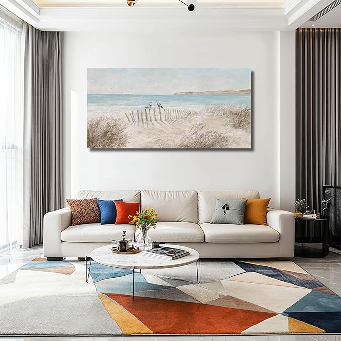 GAIDUOMAI Coastal Wall Art Blue and Beige Canvas Prints Animal Wall Decor Large Landscape Artwork for Living Room Dining Room 29x58 Inch hallway Decor