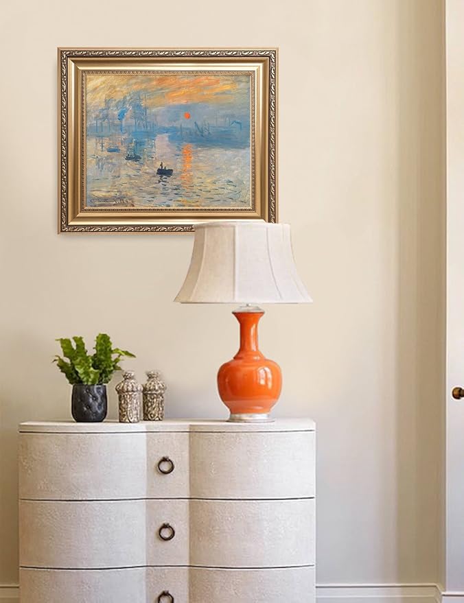 DECORARTS - Impression Sunrise Claude Monet Art Reproduction. Giclee Print& Museum Quality Framed Art for Wall Decor.Framed size: 26x22''