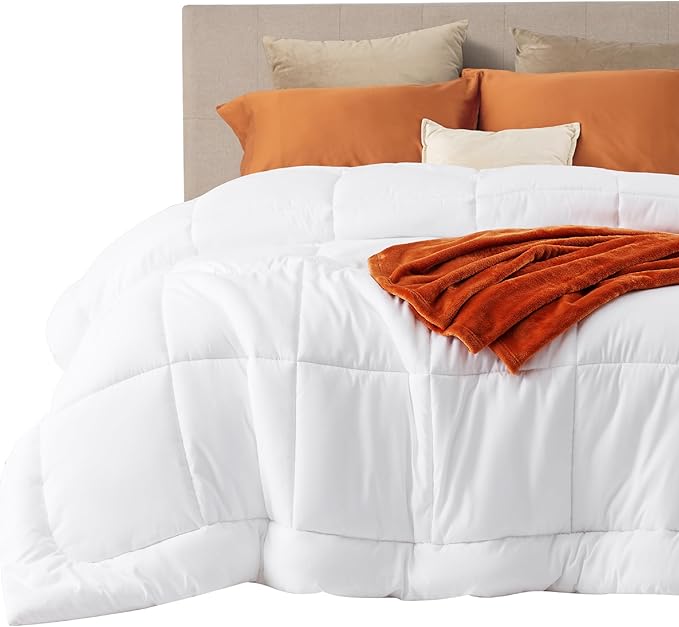 Bedsure Comforter Duvet Insert - Quilted Comforters Oversized King Size, All Season Duvet, GentleSoft Down Alternative Bedding, with 8 Tabs, Gifts for Women/Men, White, Oversized King 116 x 98 Inches