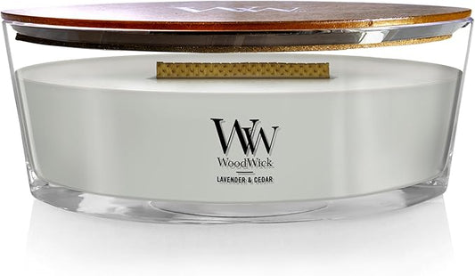 Woodwick Ellipse Scented Candle Lavender & Cedar 16oz | Up to 50 Hours Burn Time