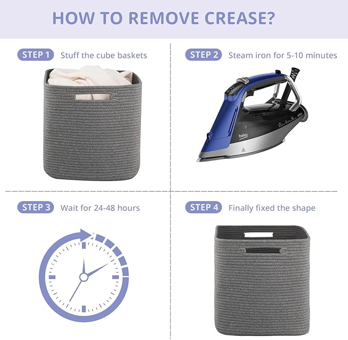 OIAHOMY Storage Cubes, 13 Inch Cube Storage Organizer, Collapsible Storage Bins, Baskets for Organizing, Storage Bins for Shelves-Dark Grey, 2-PACK