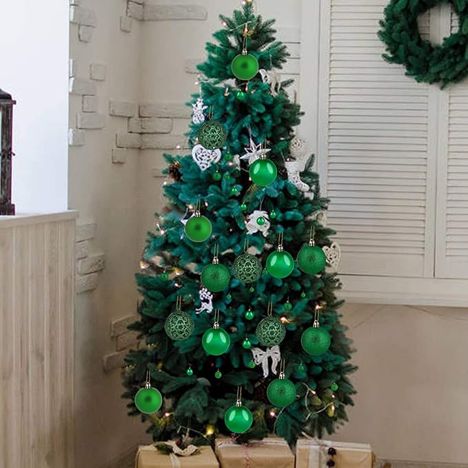 Christmas Balls Tree Ornaments, Shatterproof Christmas Decorations Set with Reusable Hand-held Gift Package for Holiday Xmas Tree Decor (100, Green)