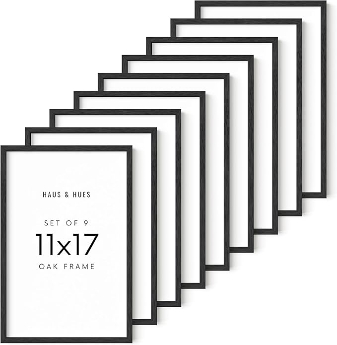 HAUS AND HUES Standalone Black Oak Frames Set of 9-11x17