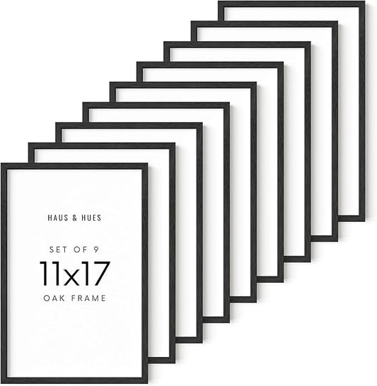 HAUS AND HUES Standalone Black Oak Frames Set of 9-11x17