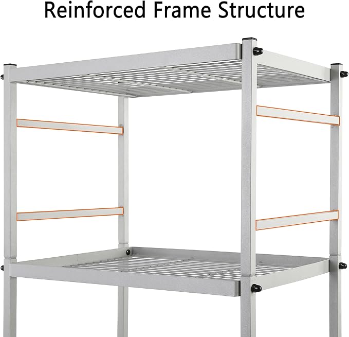 6-Wire Shelving Metal Storage Rack Shelves, Standing Storage Shelf Units for Laundry Bathroom Kitchen Pantry Closet(Silver,16.9L x 12.8W x 62H)