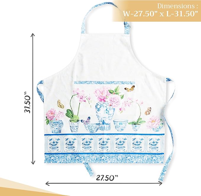 Maison d' Hermine 100% Cotton Apron for women with Pocket Kitchen Chef Apron for Men Cooking Gardening Server Waitress