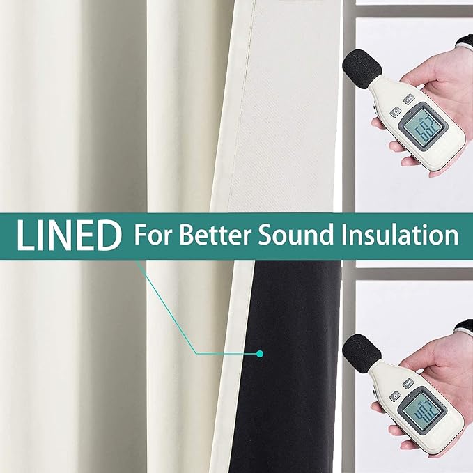 Yakamok Total Blackout Extra Wide Patio Sliding Door Curtains, Grommet Thermal Insulated Blind Curtains, Sliding Glass Door Panel for Living Room/Space Room Divider, Cream, W100 x L108, 1 Panel