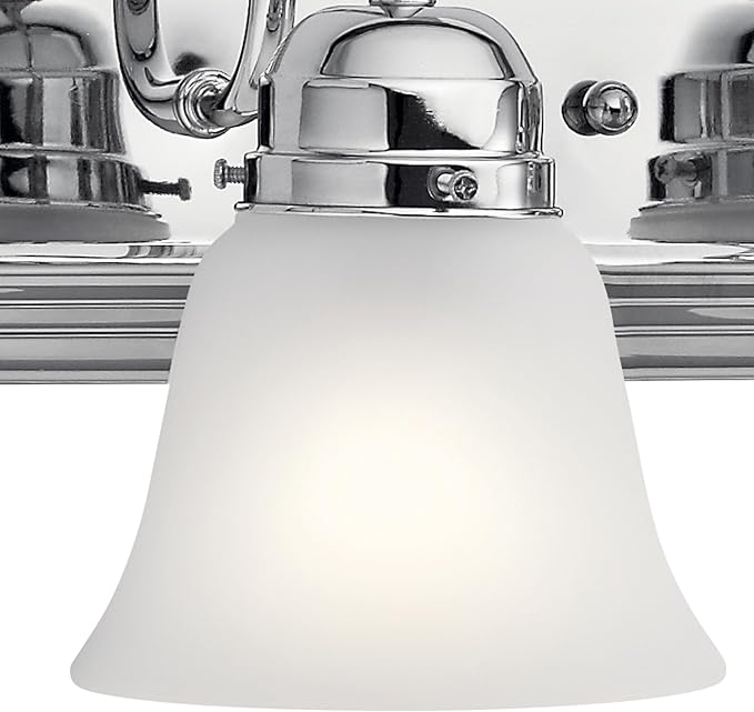 Kichler 30" 4-Light Vanity Bath Light in Chrome, Modern Bathroom Light with Clear Satin Etched Glass, ("30" W x 8" H), 5338CHS