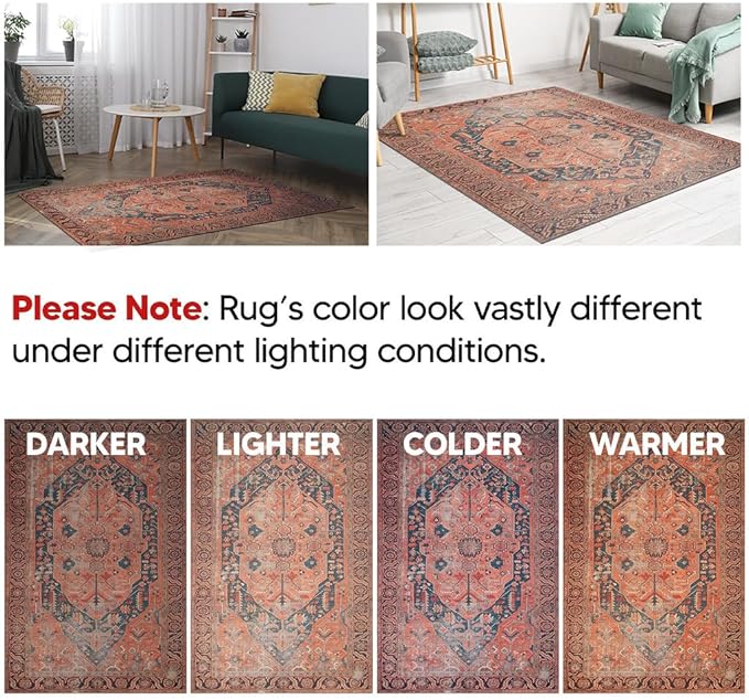 Keen Home Design 2x12 Rug - Machine Washable Runner Rug with Non-Slip Backing, Ideal for Hallway, Entryway, Kitchen, Laundry Room - Vintage, Easy Clean, Durable, Low Pile - (2'6" x 12')