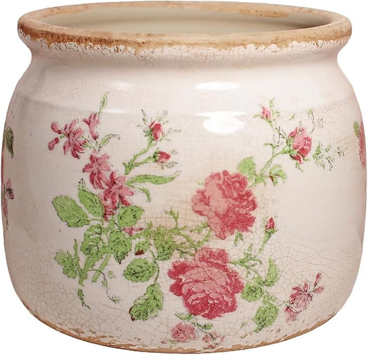 Ceramic Planters for Indoor Plants, Plant Pots with Drainage Hole, 6.29in. Flower Pots for Indoor Plants, Vintage Planters & Succulent Pots, Crackle Glaze Finish Plant Pots, Vintage Floral