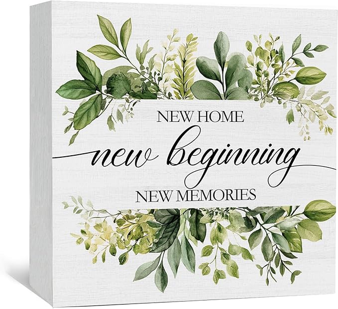 House Warming Gifts, New Home Signs for Home Decor, New House Gifts for Couple, Housewarming Desk Decorations 5x5 in