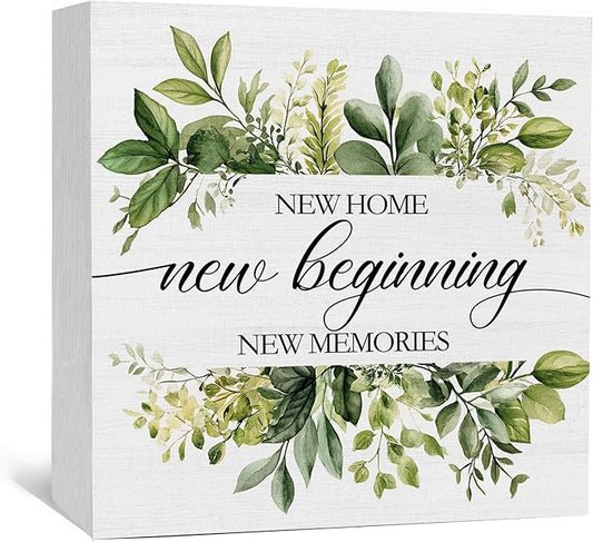 House Warming Gifts, New Home Signs for Home Decor, New House Gifts for Couple, Housewarming Desk Decorations 5x5 in