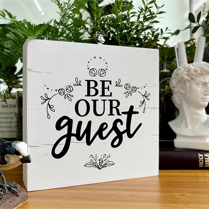 Be Our Guest Sign, Welcome Home Decor, Guest Bedroom Decor, Box Sign Tabletop Decor, White Wooden Box Sign, Housewarming Decor, Front Door Decor, Desk Decor Art, Farmhouse Decor for Bathroom