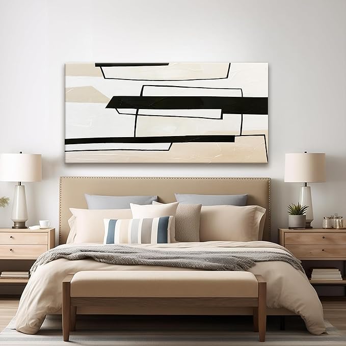 TAIJXAGSG Abstract White Wall Art Living Room Modern Painting Picture 24"X 48" Canvas Art Wall Decor Abstract Art Canvas Prints Artwork For Bathroom Kitchen Black And White Wall Decoration