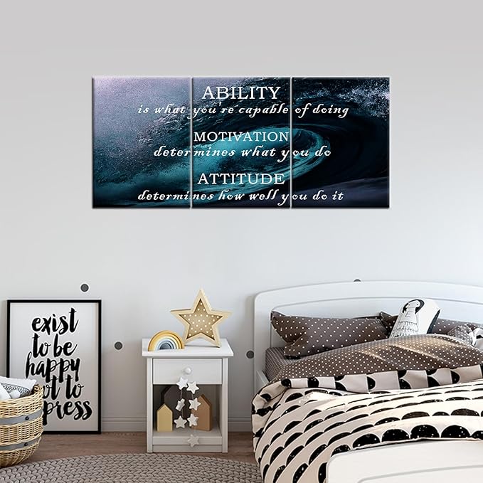 Inspirational Canvas Wall Art Motivational Entrepreneur Quotes Positive Posters Print Ocean Picture Painting Artwork for Home Bedroom Bathroom Wall Decoration Stretched and Framed [36''W x 16''H]