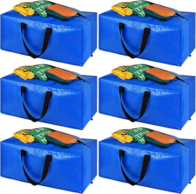 Heavy Duty Extra Large Storage Bags, XL Blue Moving Bags for College Dorm Room Essentials, Moving Supplies Boxes Compatible with IKEA Frakta Cart, 6 Packs