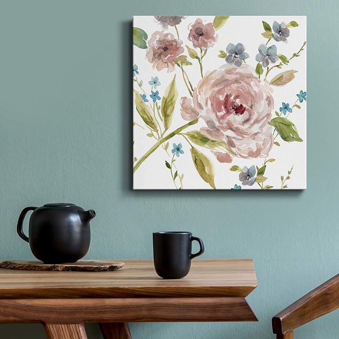 Wexford Home Square Premium Gallery Wrapped Canvas Flower Multicolor Wall Art Abstract Floral Romance Modern Pictures Print for Home Office, Ready to Hang
